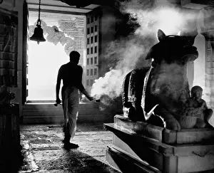 Gujarat Prints: PCP093 Early Morning Prayer Somnath temple Saurashtra Gujarat India 1963