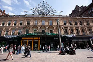 Glasgow Prints: Peacock sculpture over the Buchanan Street facade of Princes Square