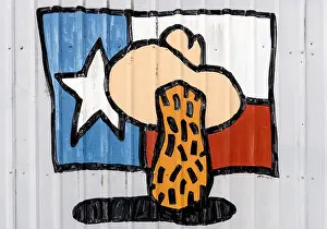 Peanut Prints: Peanut and Texas flag art on a peanut factory in Giddings