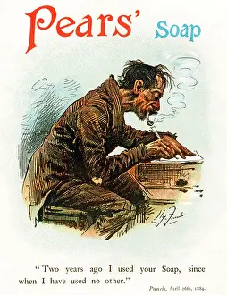 Writing Prints: Pears Soap, 1893 advert using the famous Furniss Punch cartoon from 1884 of an occasional user writing to the makers