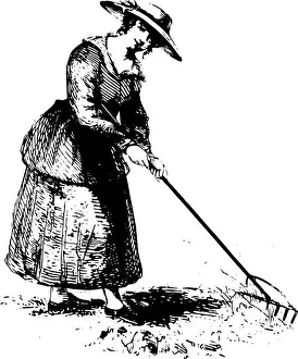 Vector Vectors Prints: Peasant girl is the title given to a girl drawn on the oil painting who is picking the wool in the painting