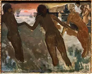 Peasant Girls bathing in the Sea at Dusk