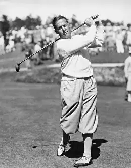25 29 Years Prints: Pebble Beach, California: c. 1929 Golfer Bobby Jones playing at Pebble Beach