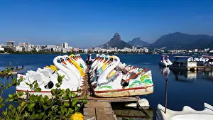 Playtime Prints: Pedal boats in Rio de Janeiro. Rodrigo de Freitas lagoon, Brazil, South America