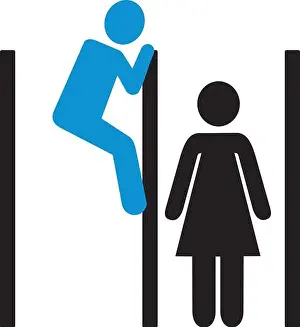 Peep Prints: Peeping Tom - Voyeur in toilet cabine