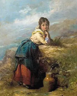 Pelham Thomas Kent - a Mountain Lassie (Girl with a Water Pot) - British School - 19th Century