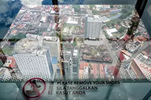 Observatory Prints: Penang, Malaysia - Jun 27, 2017: Observatory Deck with transparent glass floor at level 68 on roof top of Komtar Tower