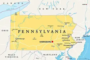Long Island Prints: Pennsylvania, PA, political map