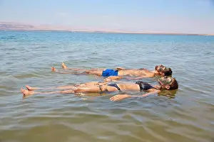 Jordan Prints: People floating in The Dead Sea, Jordan