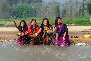 Traditional Dress Prints: People of indigenous communities in the Chittagong Hill Tracts celebrating three-day Biju festival