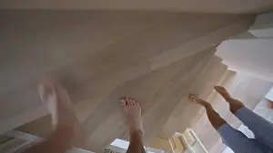 Staircases Prints: Two people POV going up the stairs. Point of view of legs in staircases