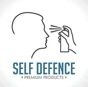 Defend Prints: Pepper spray - self defence concept logo