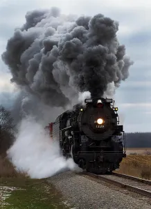 Coal Prints: Pere Marquette 1225 Famously known as the Polar Express traveling through countryside of Michigan