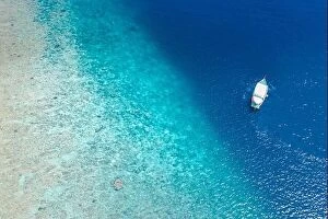 Images Dated 15th December 2018: Perfect aerial landscape, luxury tropical resort or hotel with water villas