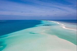 Images Dated 17th December 2018: Perfect aerial landscape, luxury tropical resort or hotel with water villas