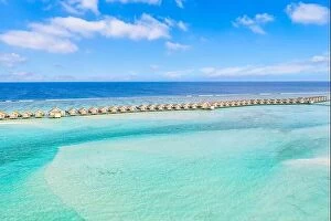 Images Dated 30th May 2019: Perfect aerial scenic landscape, luxury tropical resort hotel with water villas