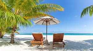 Amazing Landscape Prints: Perfect beach scene. Idyllic tropical beach landscape for background or wallpaper