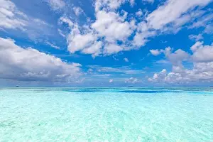 Perfect sky and water of ocean. Tropical sea under the blue sky