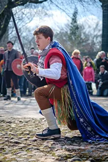 Kneel Prints: Performer at a Pace Egg play in Heptonstall, West Yorkshire, England