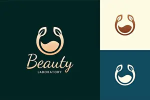 Odor Prints: Perfume spray logo in gold color for beauty and cosmetic brand