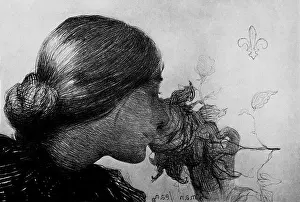 Perfume or Woman with a Rose by Edmond Aman-Jean (1858-1936), a French symbolist painter, who was a close friend of Georges Seurat