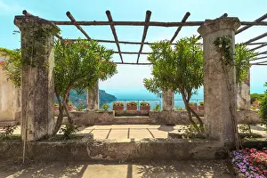 Paving Prints: Pergola on the terrace. Mediterranean Sea
