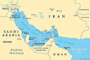 Oman Prints: Persian Gulf region, political map