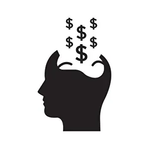 Symbol Vector Vectors Prints: Person with dollar icon. man head Businessman with money sign