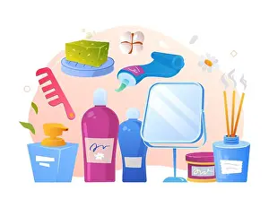 Antibacterial Prints: Personal beauty care set - modern colored vector poster