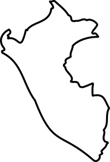 Resolution Prints: Peru - solid black outline border map of country area. Simple flat vector illustration