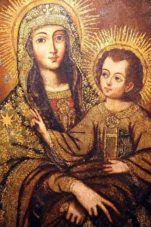 Religious Painting Prints: Peruvian Painting Of Madonna And Child