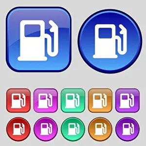 Transport Vehicle Prints: Petrol or Gas station, Car fuel icon sign