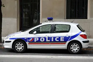 Peugeot 307 police car in Lyon, France