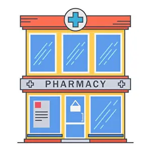 Pills Prints: Pharmacy coloured building line medicine concept