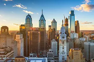 Philadelphia, Pennsylvania, USA downtown city skyline at dusk