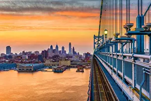 Philadelphia, Pennsylvania, USA downtown skyline from the Benjamin Franklin Bridge