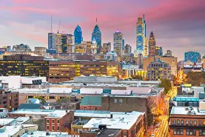 Mid Atlantic Prints: Philadelphia, Pennsylvania, USA skyline over Center City at dusk