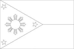 Manila Prints: Philippines flag - thin black vector outline wireframe isolated on white background