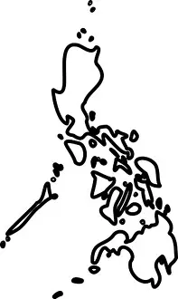 Philippine Prints: Philippines - solid black outline border map of country area