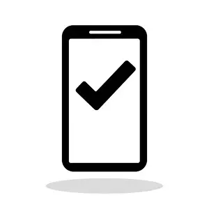 Approved Prints: Phone icon. Black smartphone icon with a check mark. Approved symbol