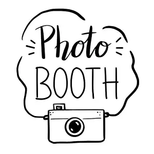 Memories Prints: Photo booth hand drawn lettering quote with old photo camera