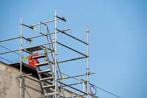 British Columbia Prints: Photo of Stairs and Scaffolding on a Construction Site