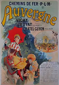 Auvergne Prints: Photograph of a 1892 travel poster for PLM railways in Auvergne