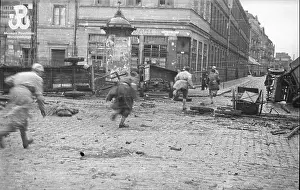 Units Prints: Photograph from 1944 showing a member of the Polish resistance group Agaton on Chłodna Street during the Warsaw