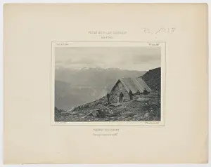 French Alps Prints: A photograph by Charles Küss records a hut constructed in 1897 at the Pousset torrent near Orelle in Savoie