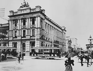 Tramway Prints: A photograph showing a tram passing the AMP Society's building on Edward Street