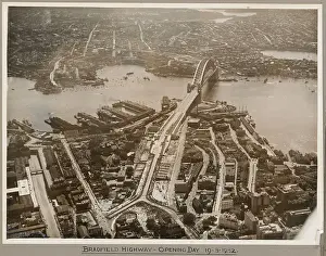 Milestone Prints: This photograph shows the Bradfield Highway and the Sydney Harbour Bridge during its opening day on March 19