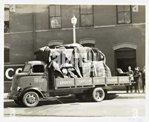 This photograph shows a General Motors Model F 16 C-G 15 truck used for shipping furniture for Brooks