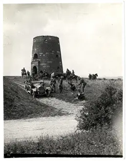 Kitchener Prints: This photograph shows an Indian cavalry brigade signal troop in action at Aire