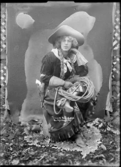 Vintage Photography Prints: Photograph of Tillie Baldwin, a champion cowgirl